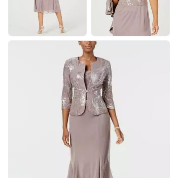 Dress and Jacket, Alex EveningsPetite Sequined A-Line Midi Dress and Jacket - Picture 2 of 10